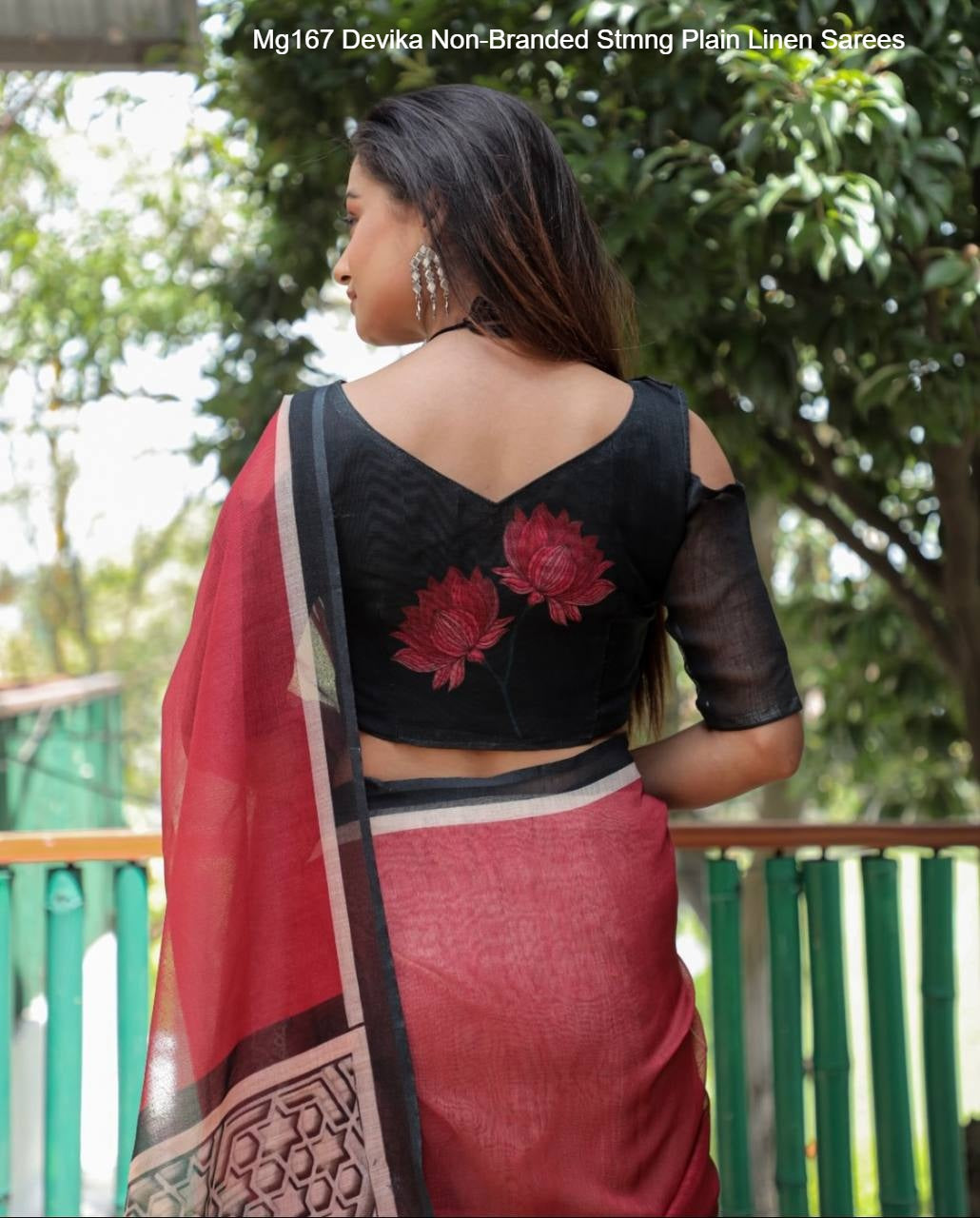 Mg167 Devika Non-Branded Stmng Plain Linen Sarees