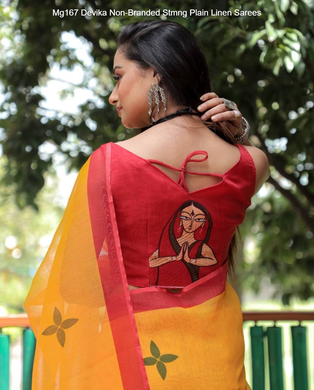 Mg167 Devika Non-Branded Stmng Plain Linen Sarees