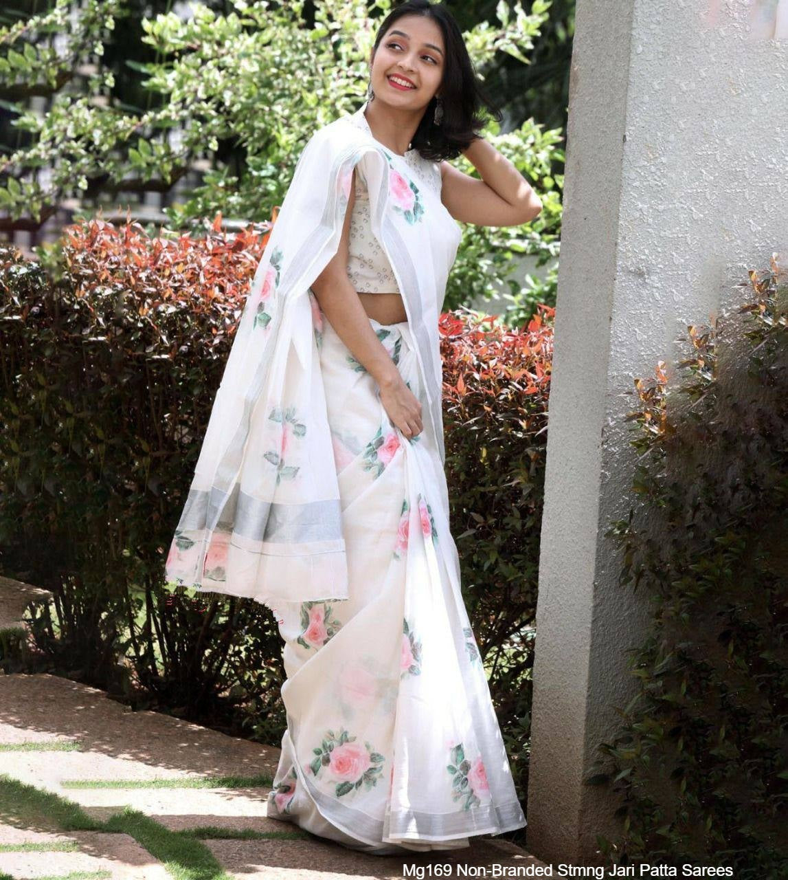 Mg169 Non-Branded Stmng Jari Patta Sarees