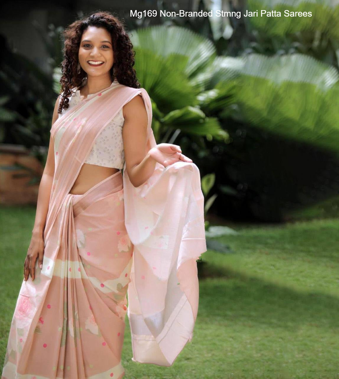 Mg169 Non-Branded Stmng Jari Patta Sarees