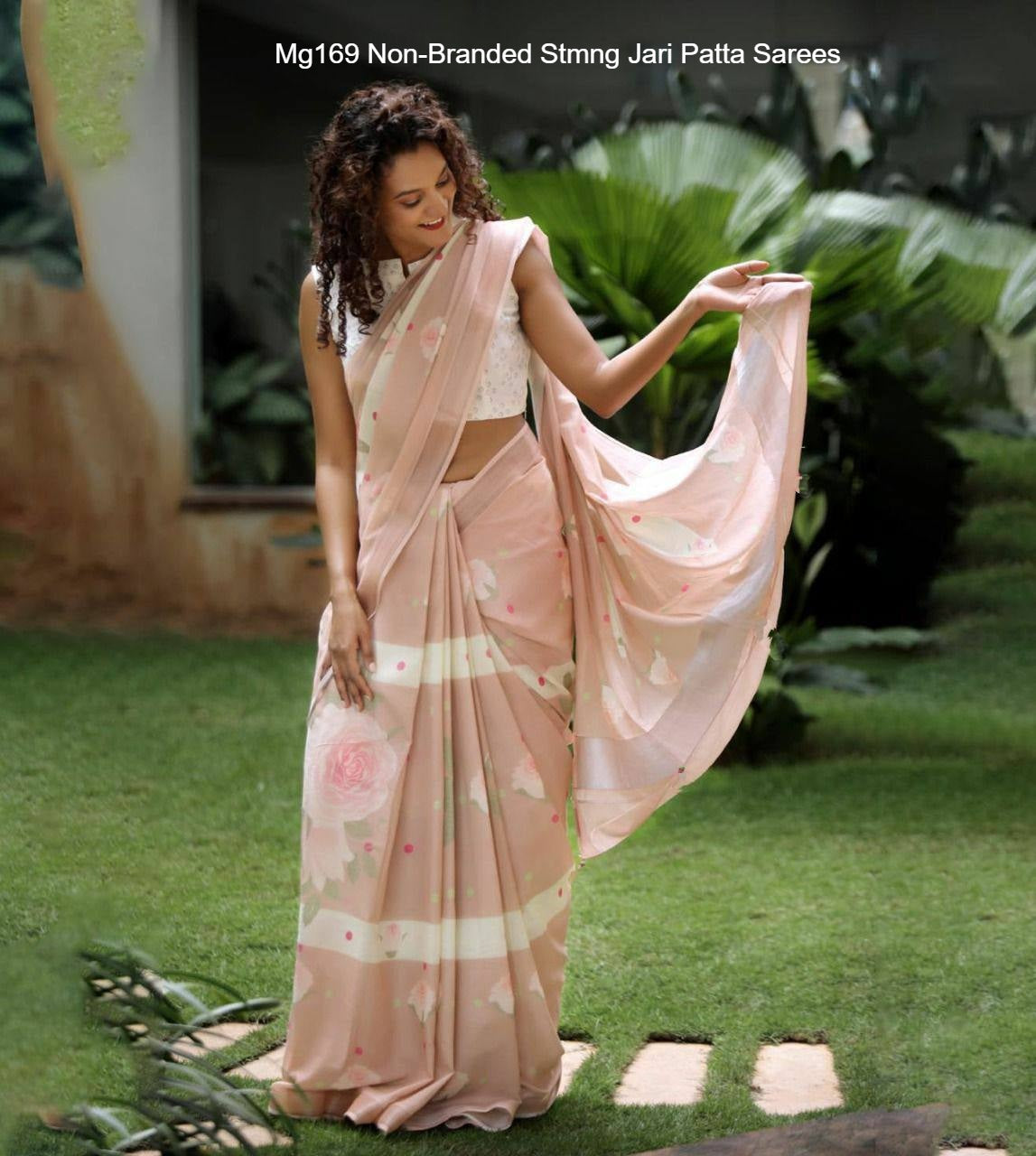 Mg169 Non-Branded Stmng Jari Patta Sarees