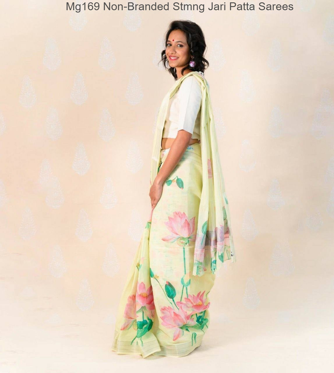 Mg169 Non-Branded Stmng Jari Patta Sarees