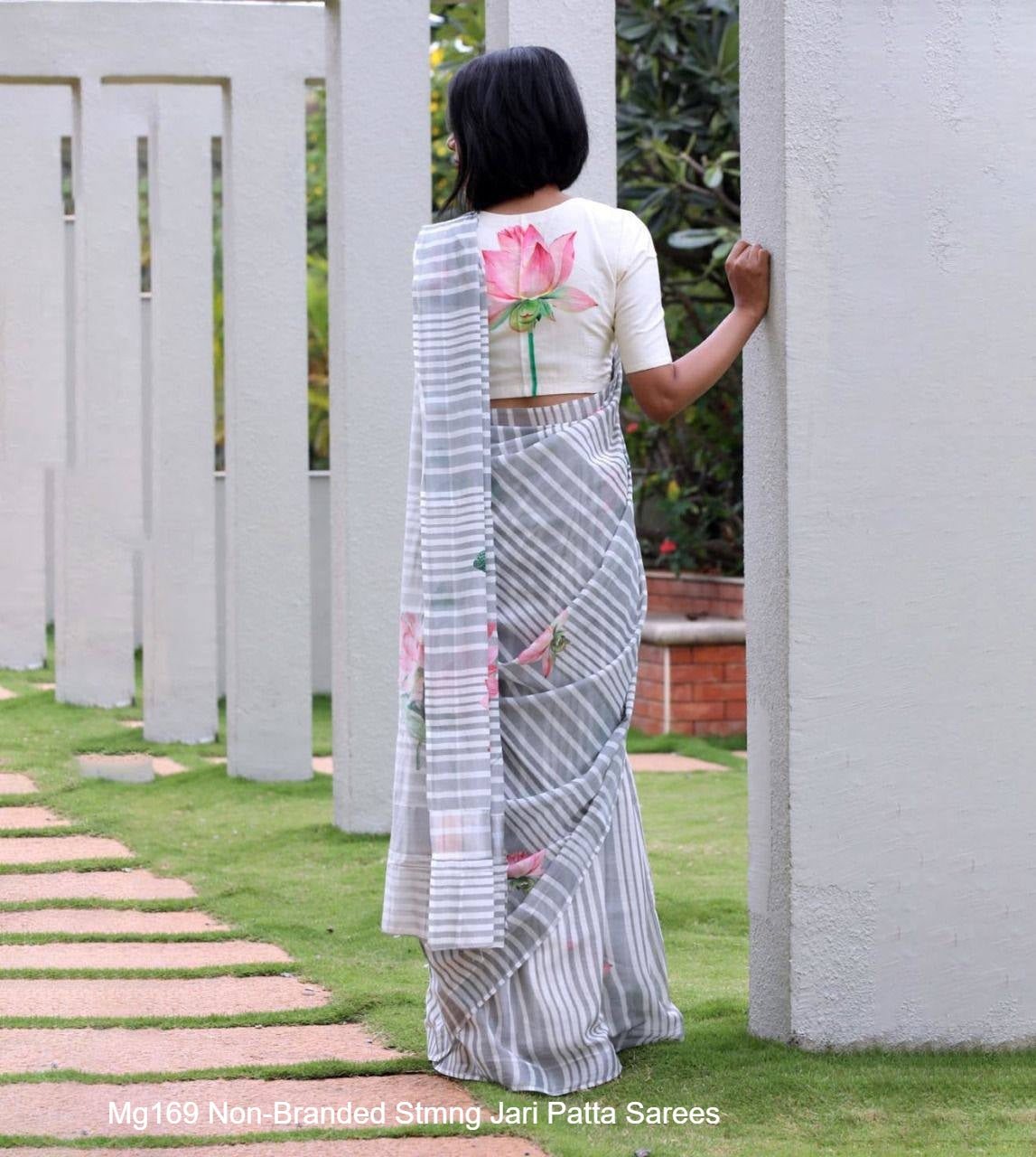 Mg169 Non-Branded Stmng Jari Patta Sarees