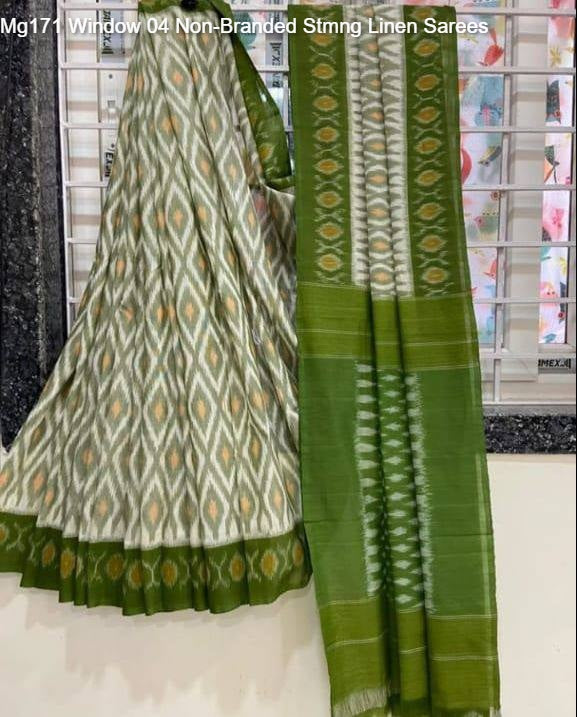 Mg171 Window 04 Non-Branded Stmng Linen Sarees