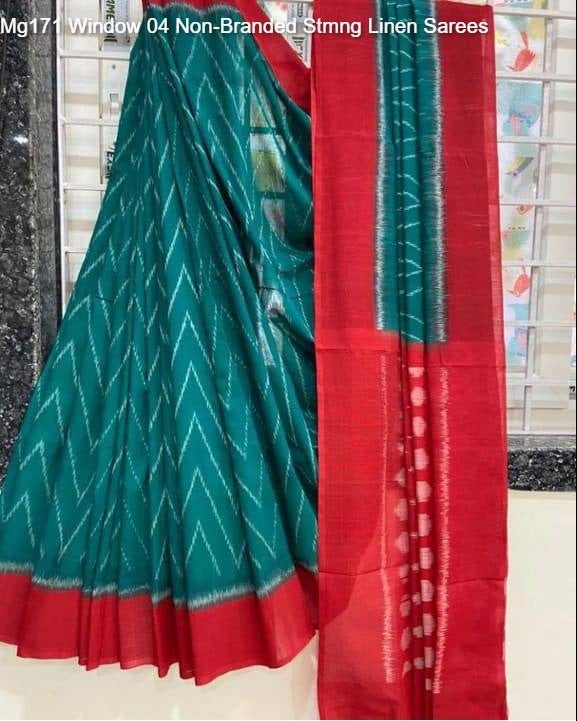 Mg171 Window 04 Non-Branded Stmng Linen Sarees