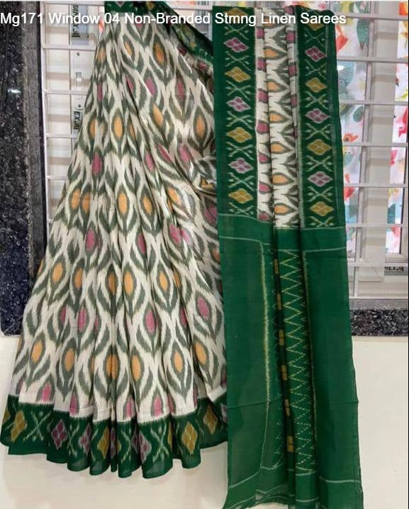Mg171 Window 04 Non-Branded Stmng Linen Sarees