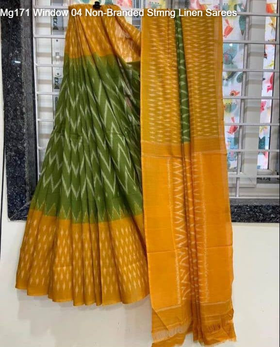 Mg171 Window 04 Non-Branded Stmng Linen Sarees
