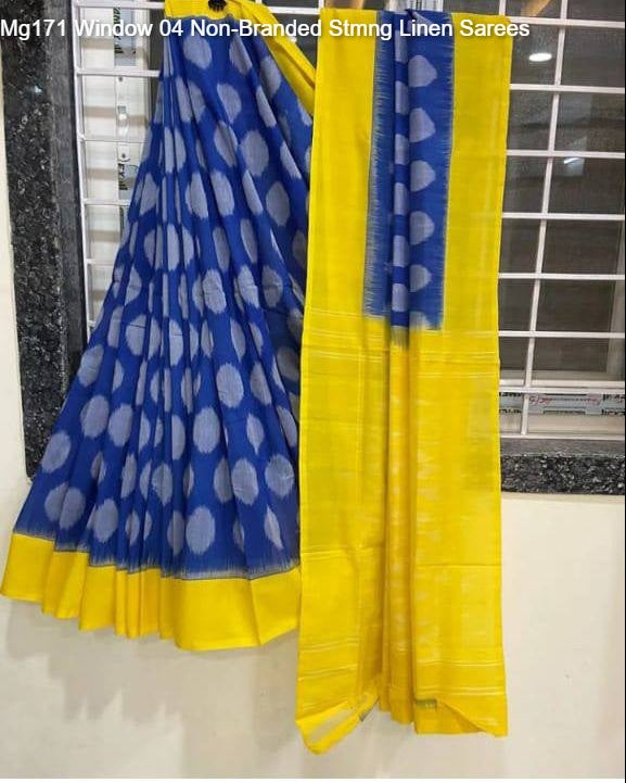 Mg171 Window 04 Non-Branded Stmng Linen Sarees