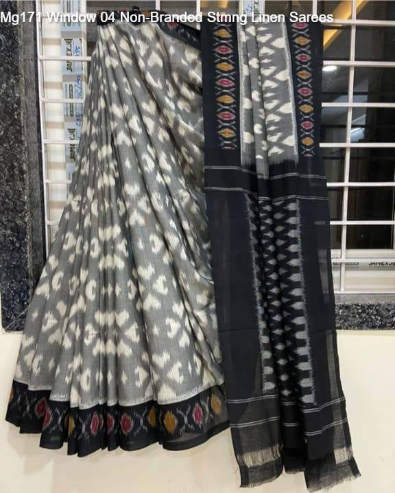 Mg171 Window 04 Non-Branded Stmng Linen Sarees