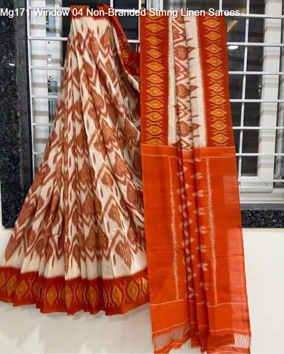 Mg171 Window 04 Non-Branded Stmng Linen Sarees