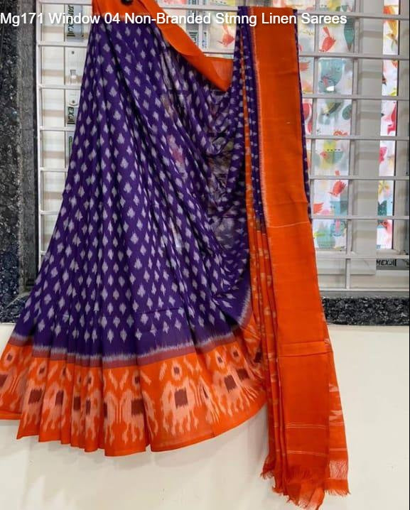 Mg171 Window 04 Non-Branded Stmng Linen Sarees