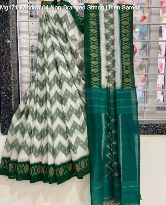 Mg171 Window 04 Non-Branded Stmng Linen Sarees