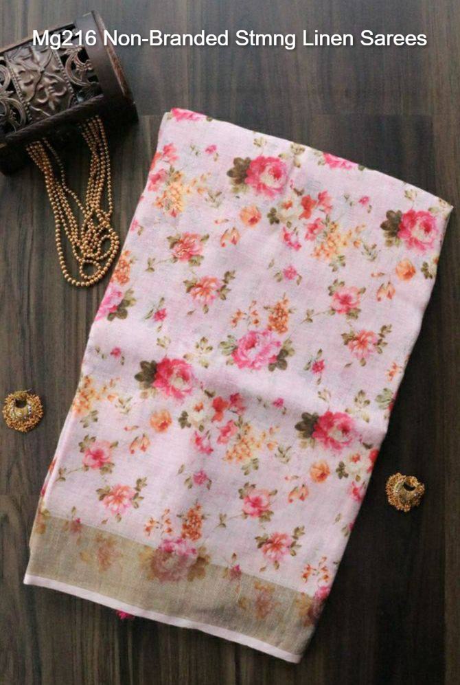 Mg216 Non-Branded Stmng Linen Sarees
