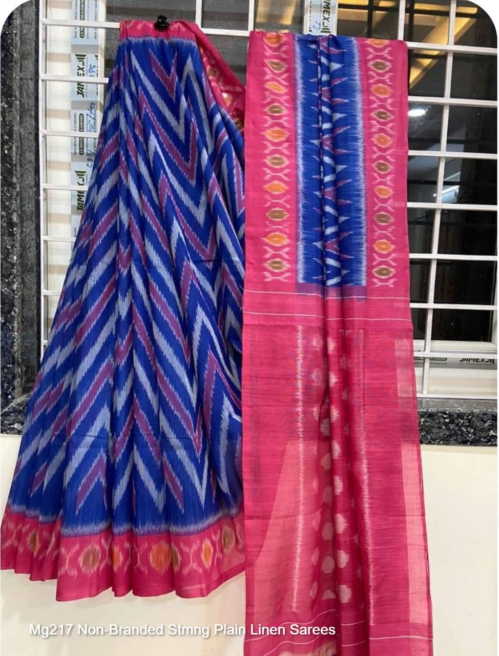 Mg217 Non-Branded Stmng Plain Linen Sarees