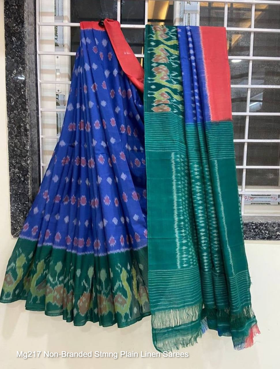 Mg217 Non-Branded Stmng Plain Linen Sarees