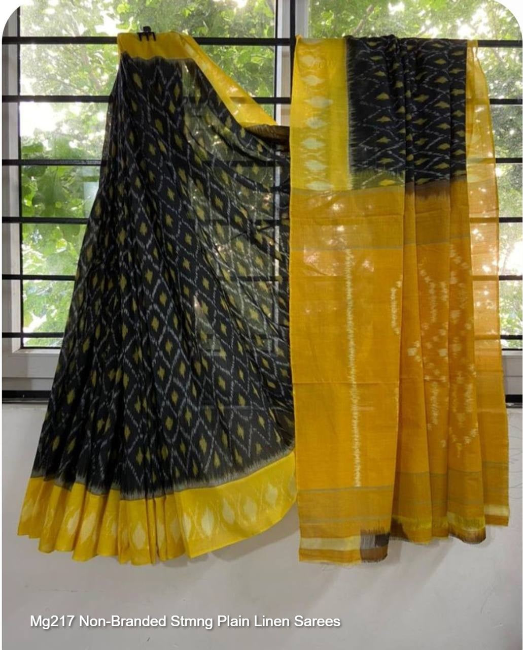 Mg217 Non-Branded Stmng Plain Linen Sarees