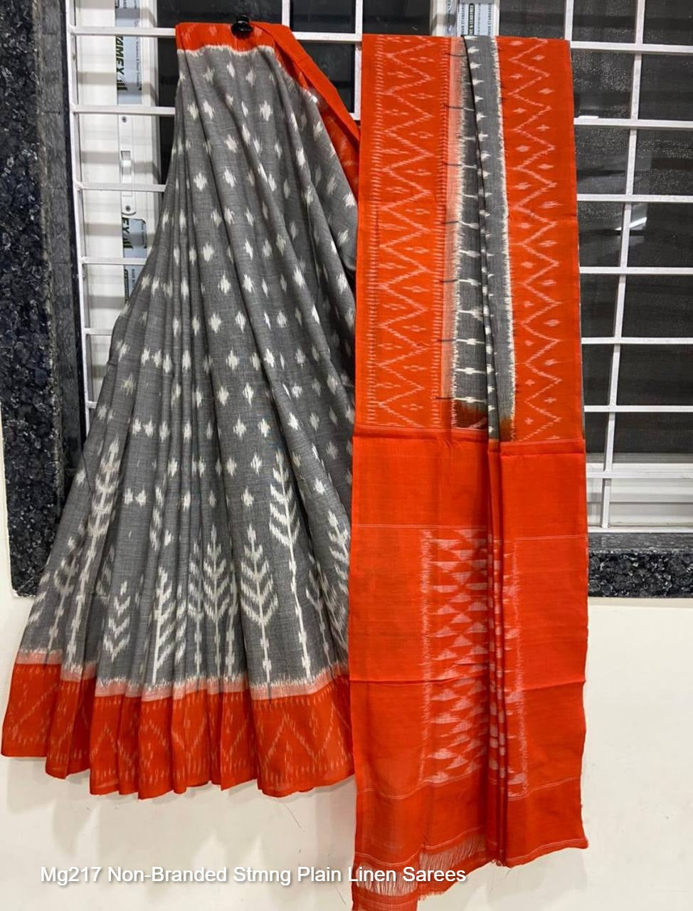 Mg217 Non-Branded Stmng Plain Linen Sarees