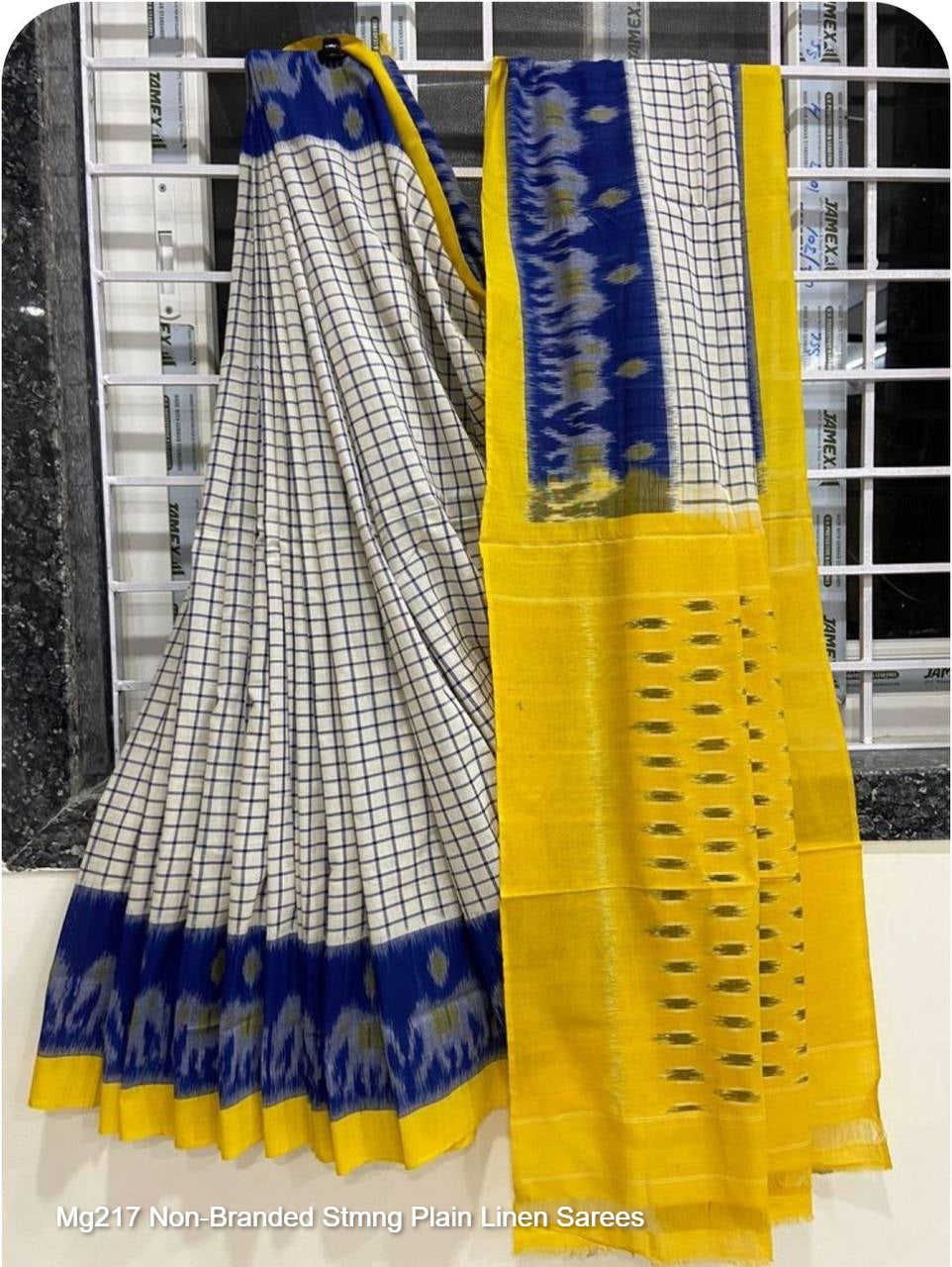 Mg217 Non-Branded Stmng Plain Linen Sarees
