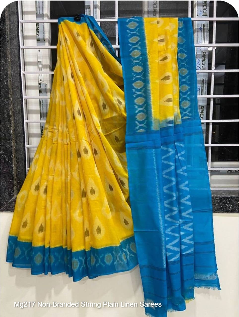 Mg217 Non-Branded Stmng Plain Linen Sarees