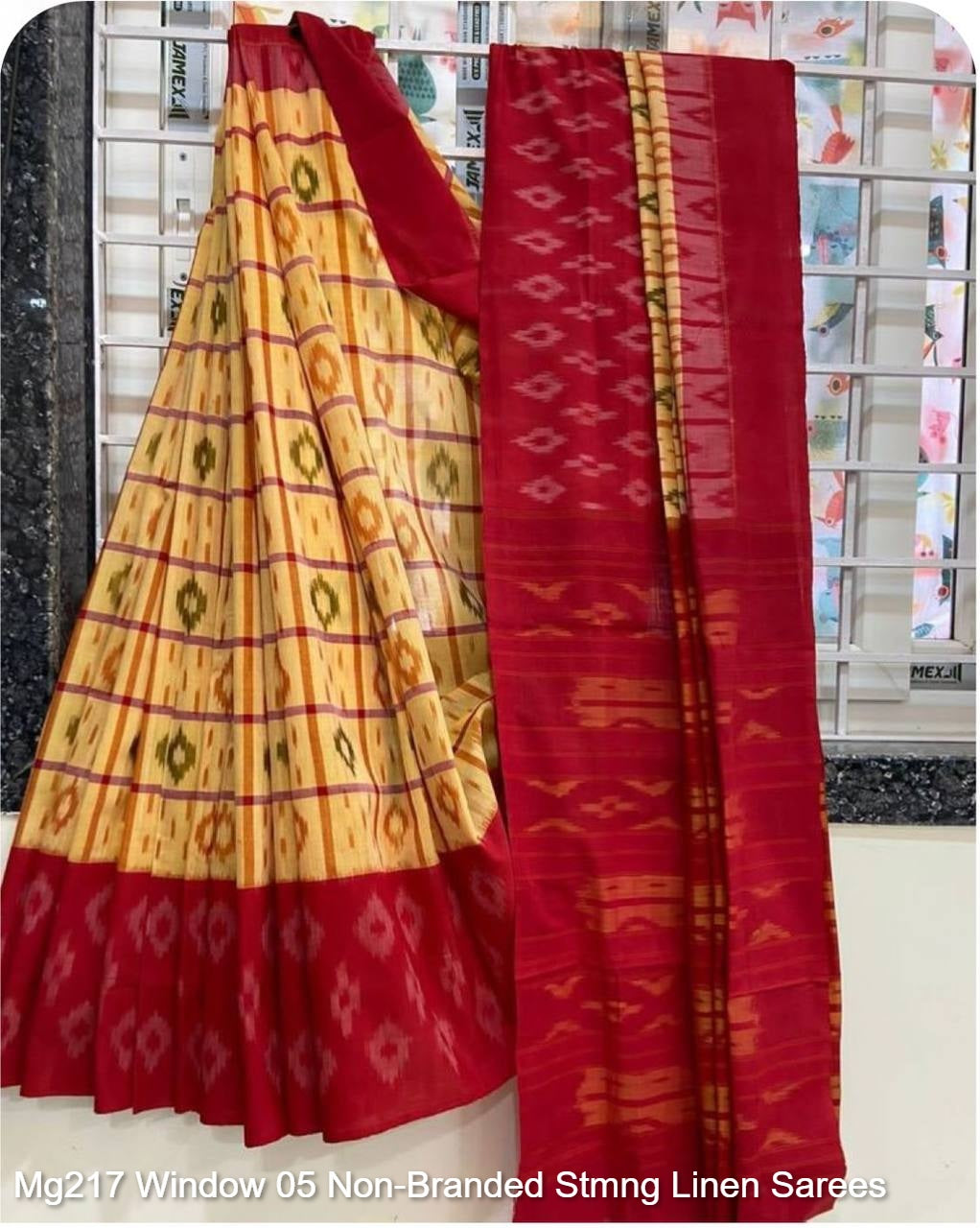 Mg217 Window 05 Non-Branded Stmng Linen Sarees