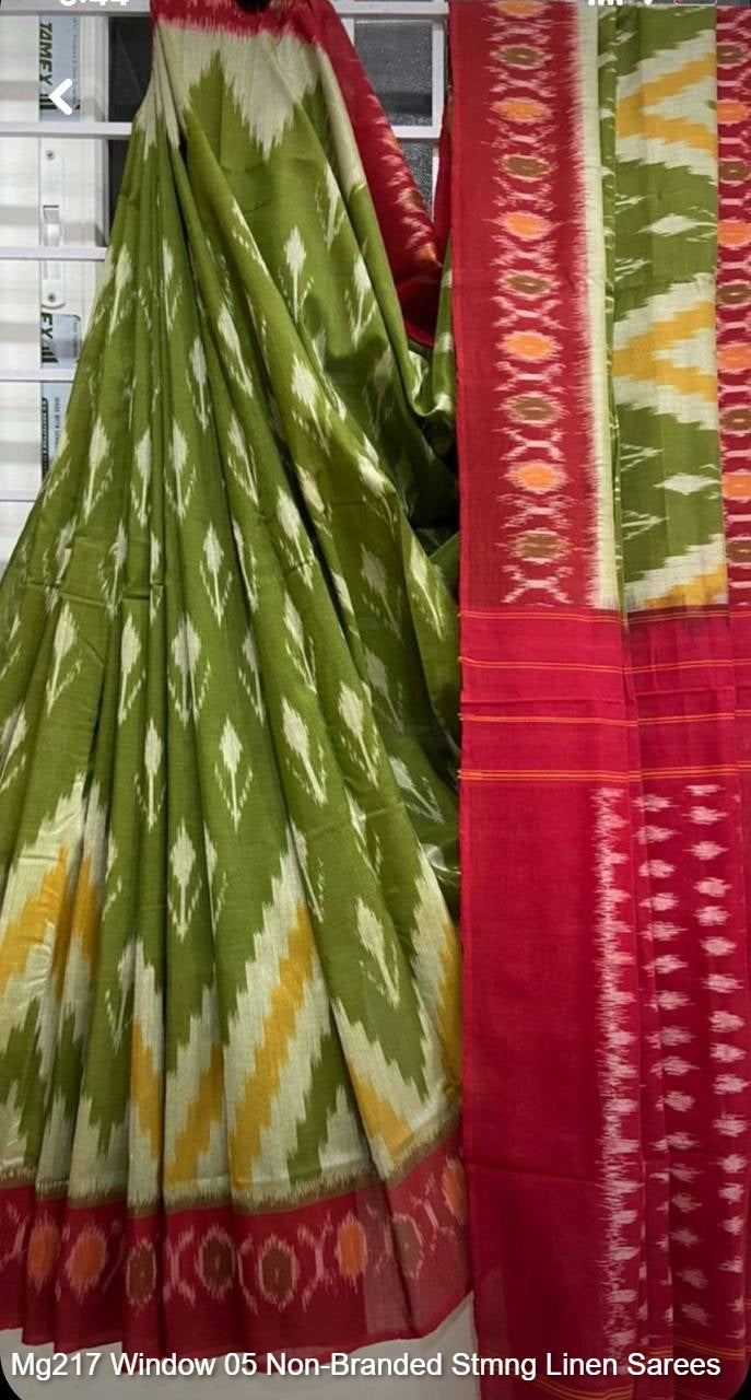 Mg217 Window 05 Non-Branded Stmng Linen Sarees