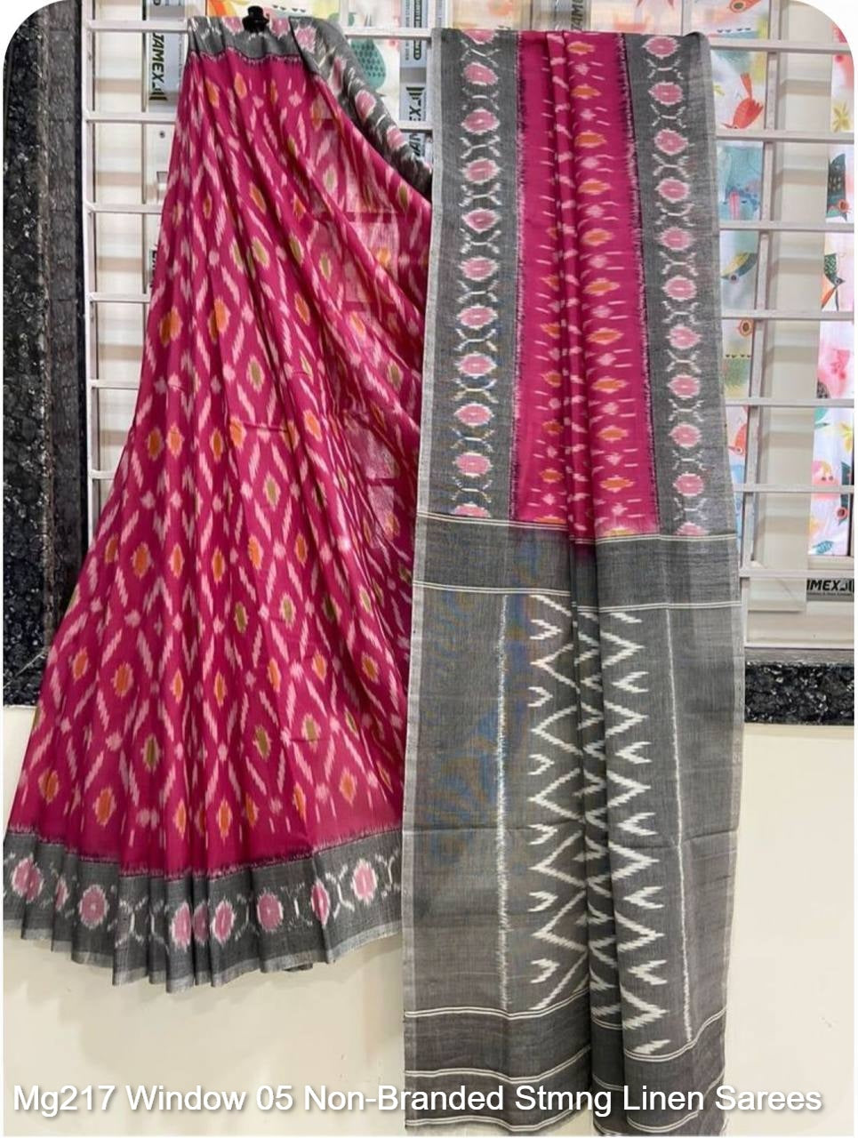 Mg217 Window 05 Non-Branded Stmng Linen Sarees