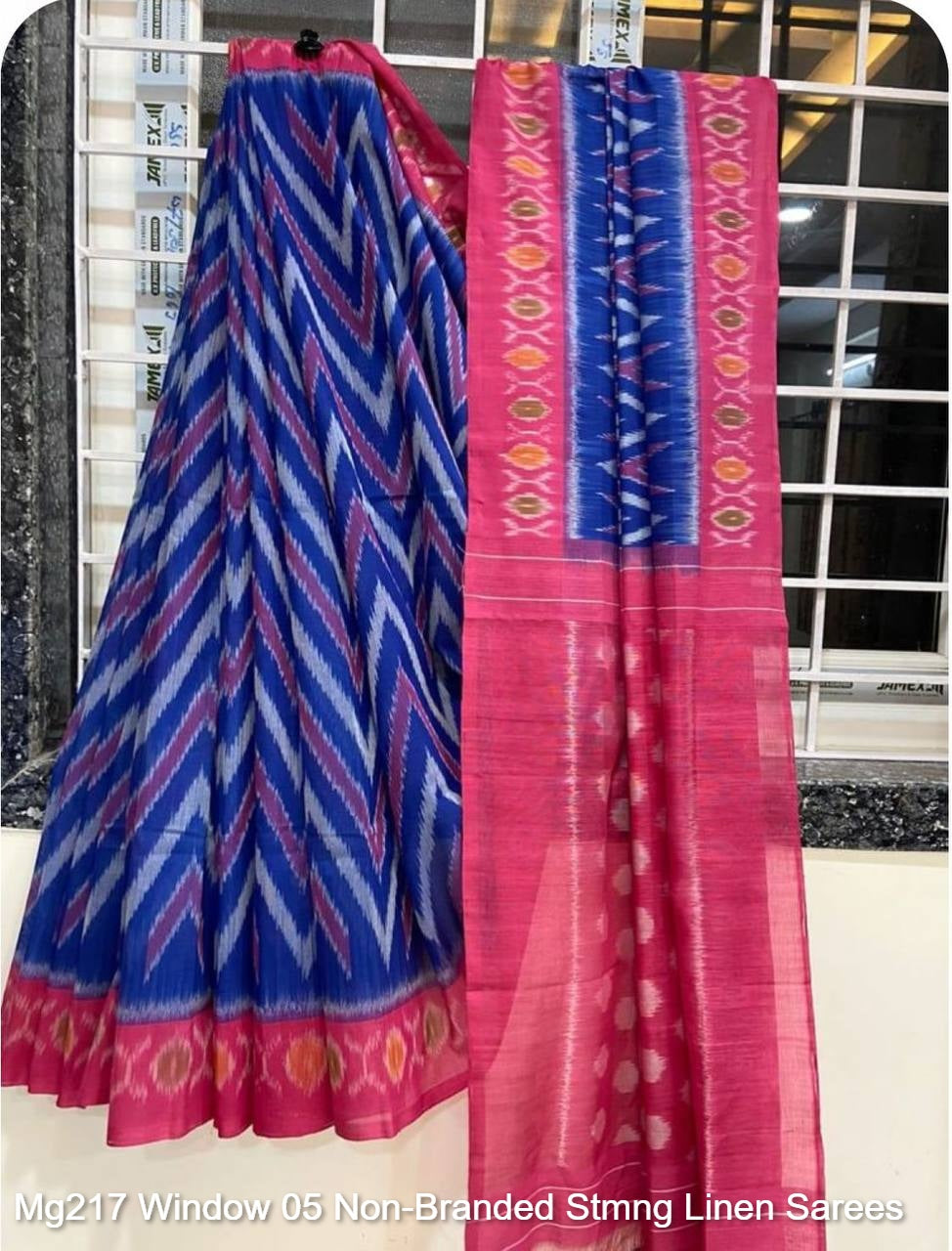 Mg217 Window 05 Non-Branded Stmng Linen Sarees