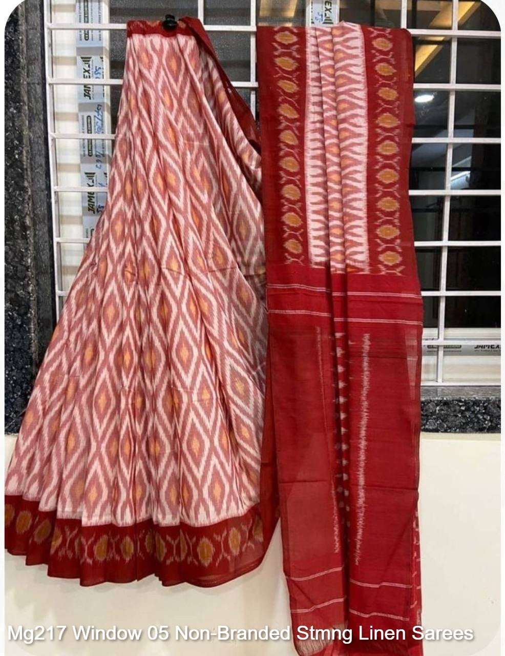Mg217 Window 05 Non-Branded Stmng Linen Sarees