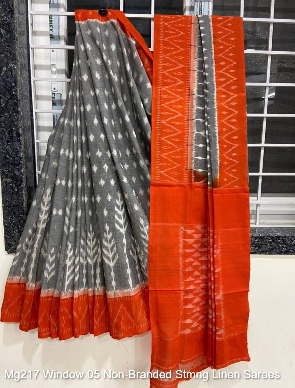 Mg217 Window 05 Non-Branded Stmng Linen Sarees