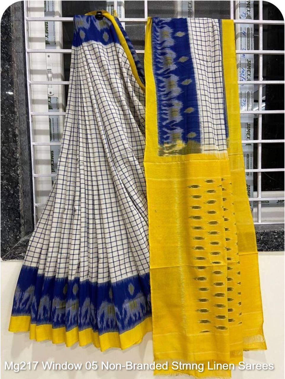 Mg217 Window 05 Non-Branded Stmng Linen Sarees