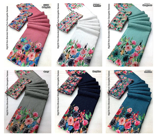 Mg230 Non-Branded Stmng Pure Georgette Sarees