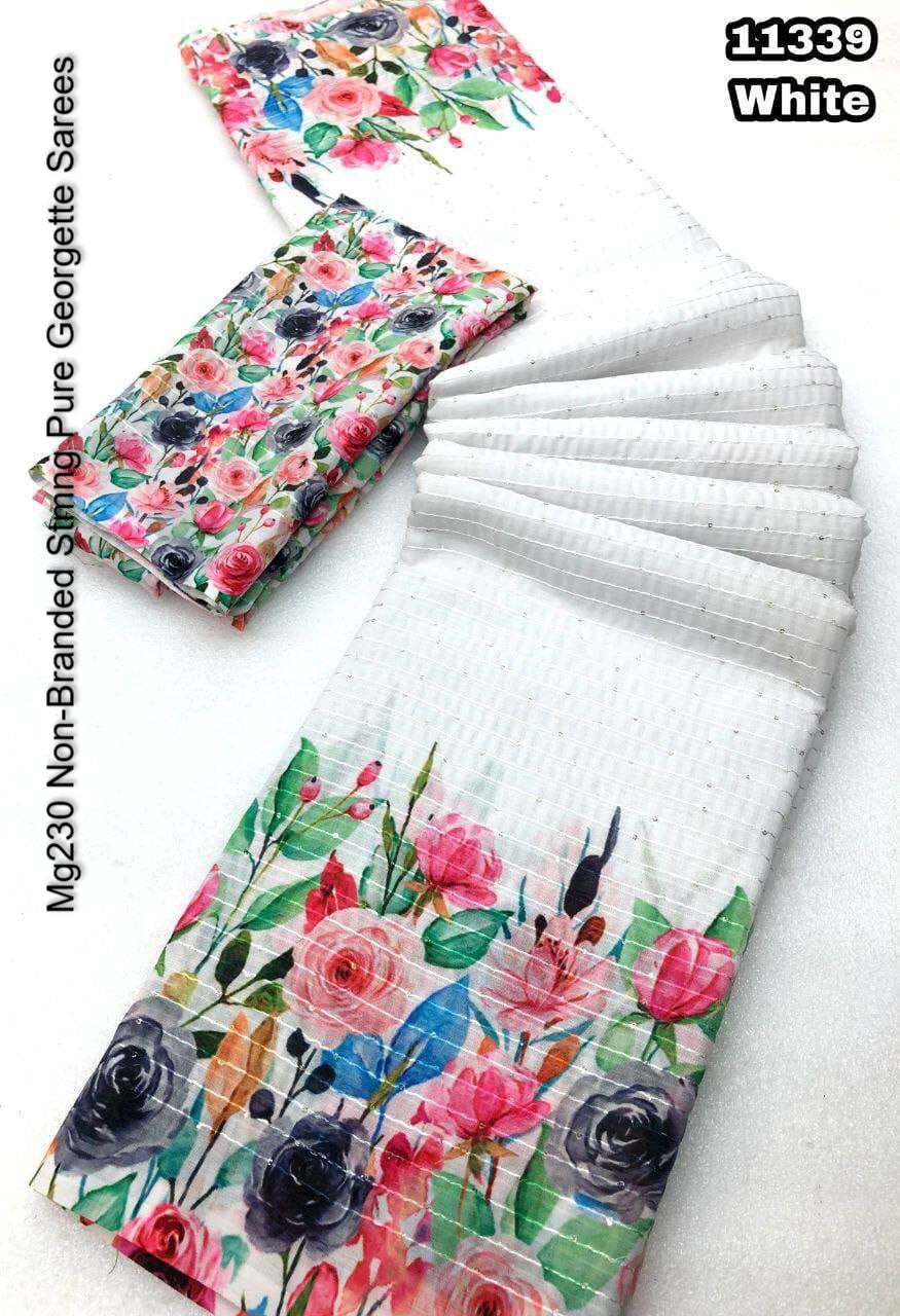 Mg230 Non-Branded Stmng Pure Georgette Sarees