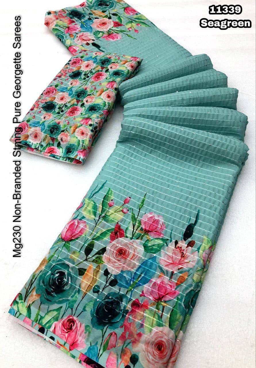 Mg230 Non-Branded Stmng Pure Georgette Sarees