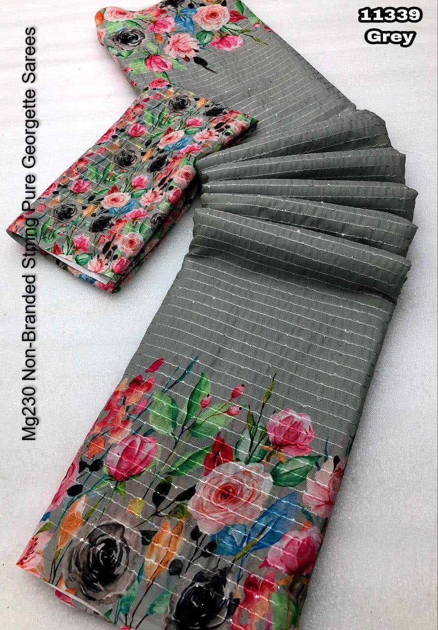 Mg230 Non-Branded Stmng Pure Georgette Sarees