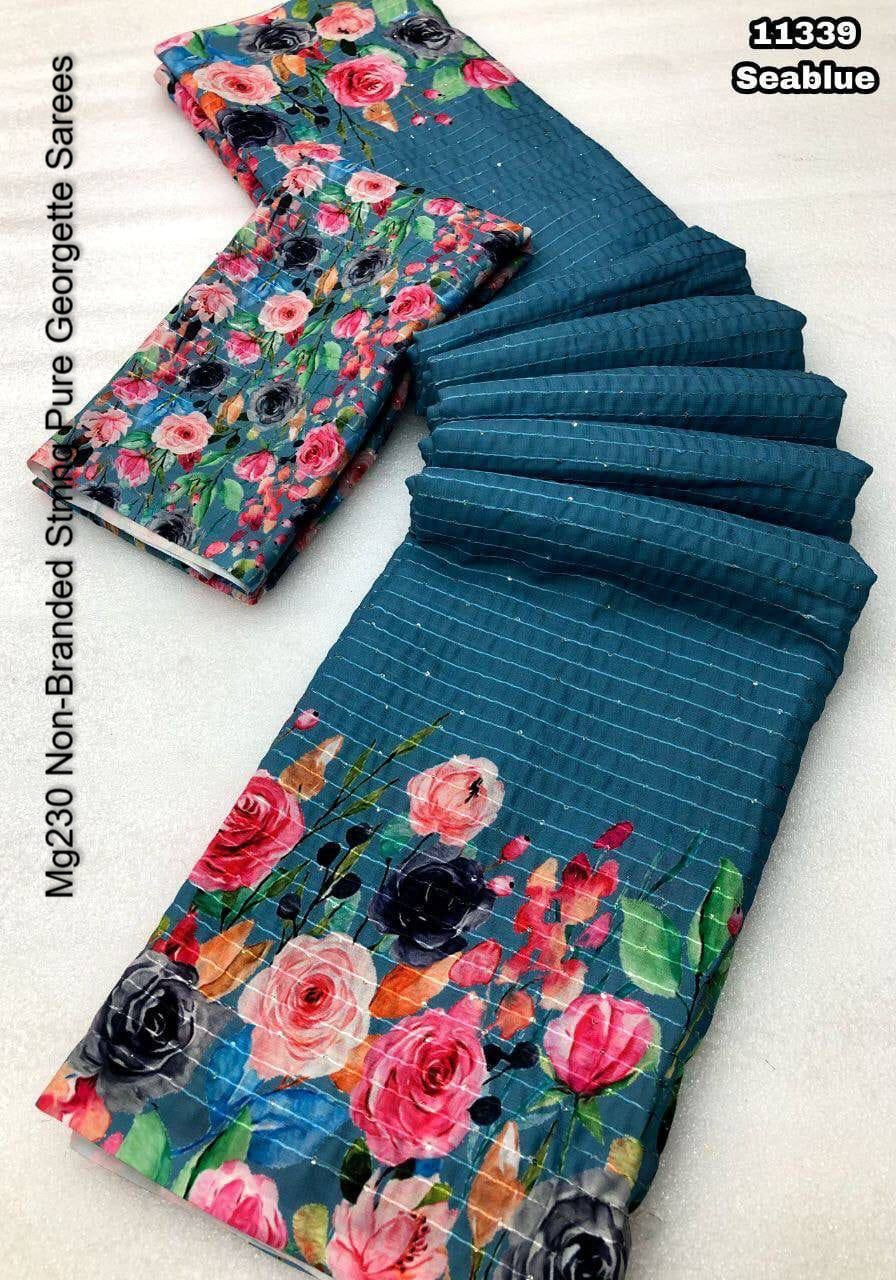 Mg230 Non-Branded Stmng Pure Georgette Sarees