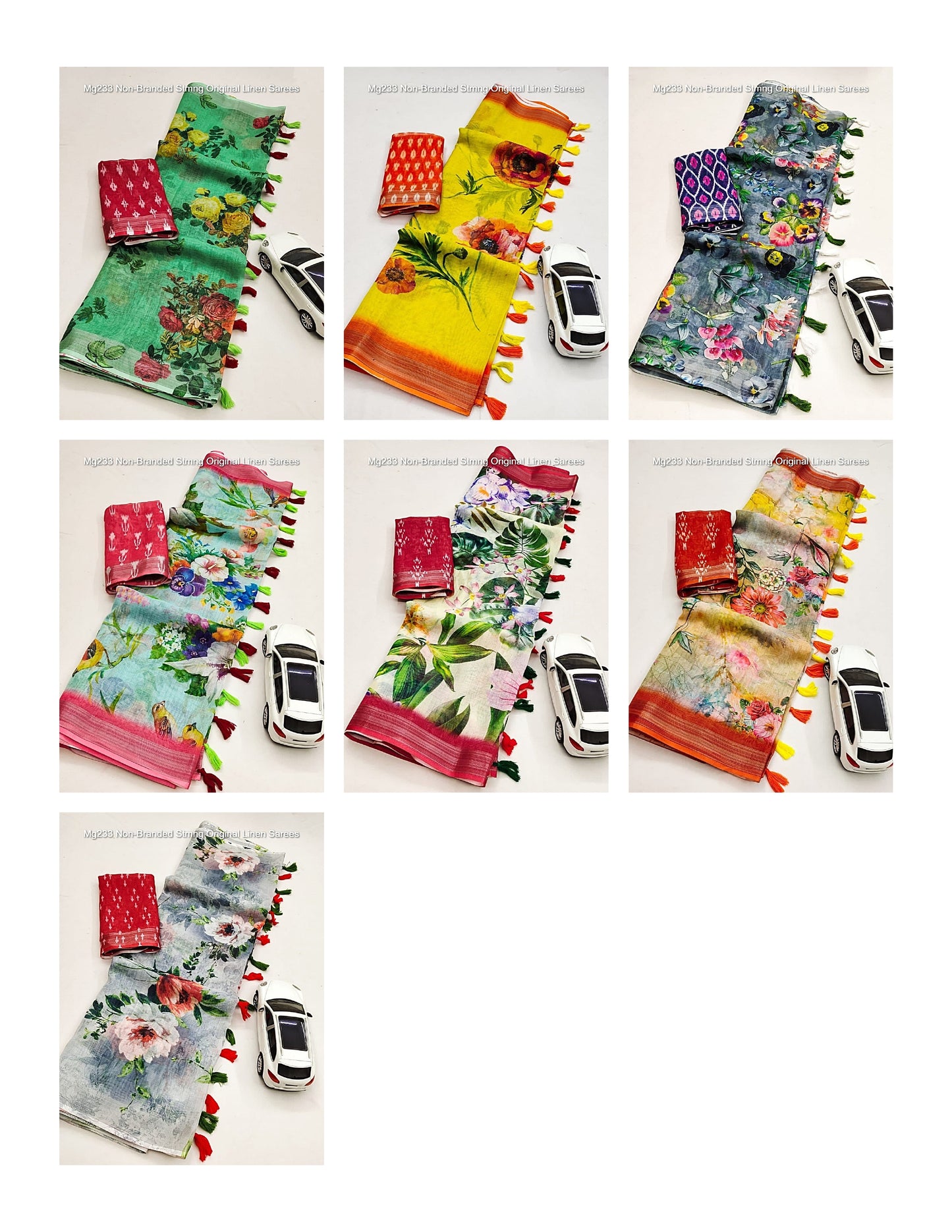 Mg233 Non-Branded Stmng Original Linen Sarees