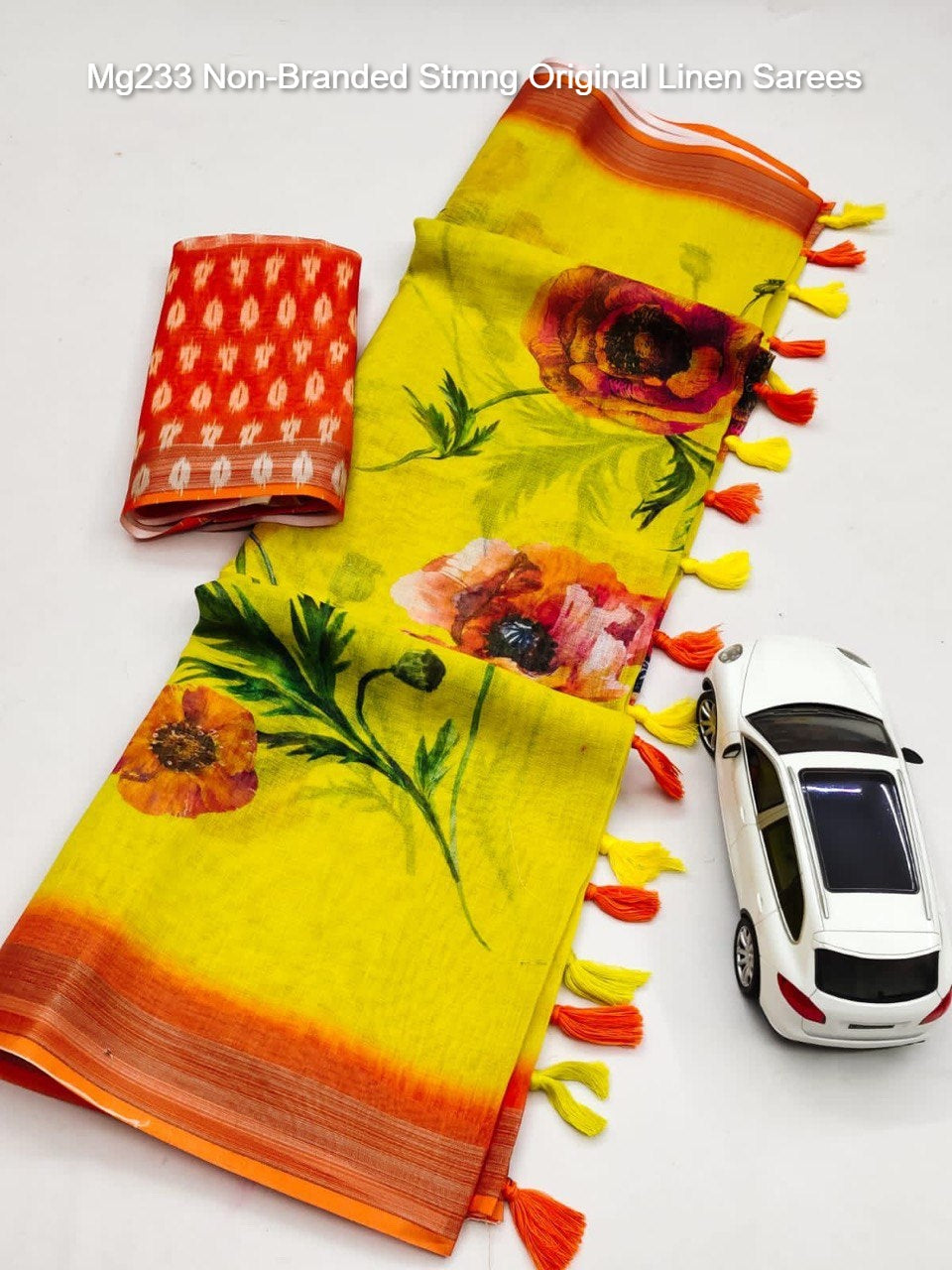 Mg233 Non-Branded Stmng Original Linen Sarees