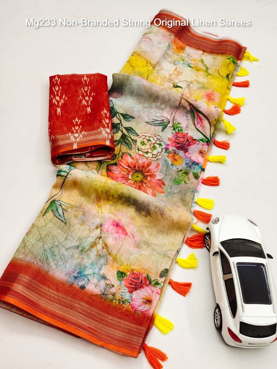 Mg233 Non-Branded Stmng Original Linen Sarees