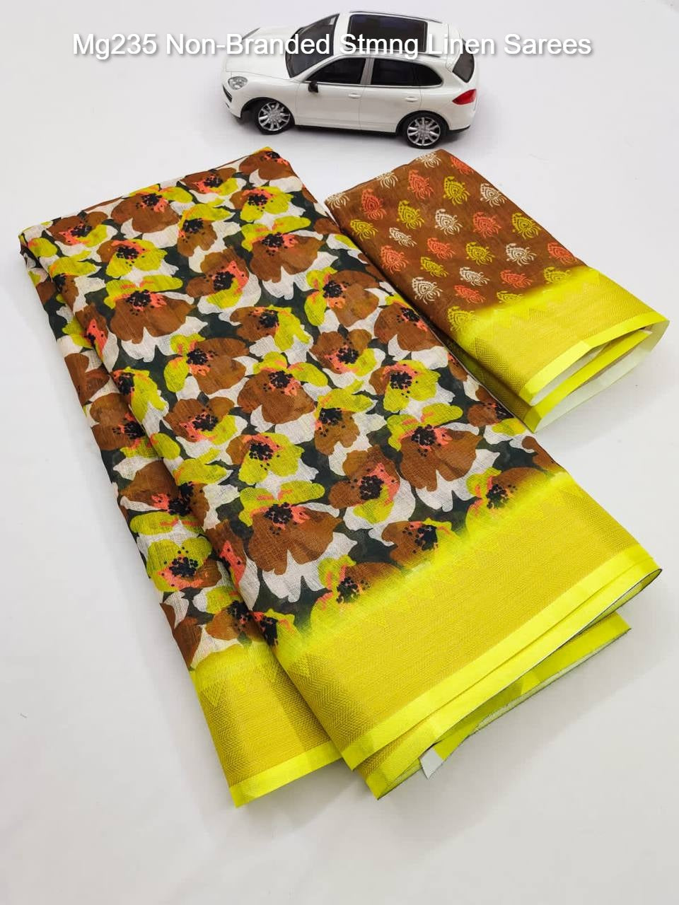 Mg235 Non-Branded Stmng Linen Sarees