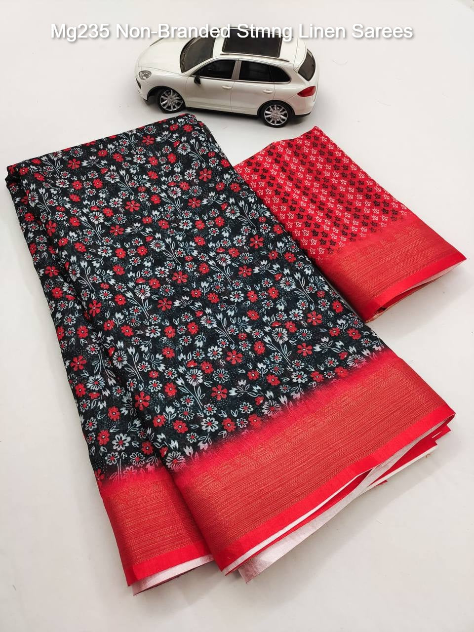 Mg235 Non-Branded Stmng Linen Sarees
