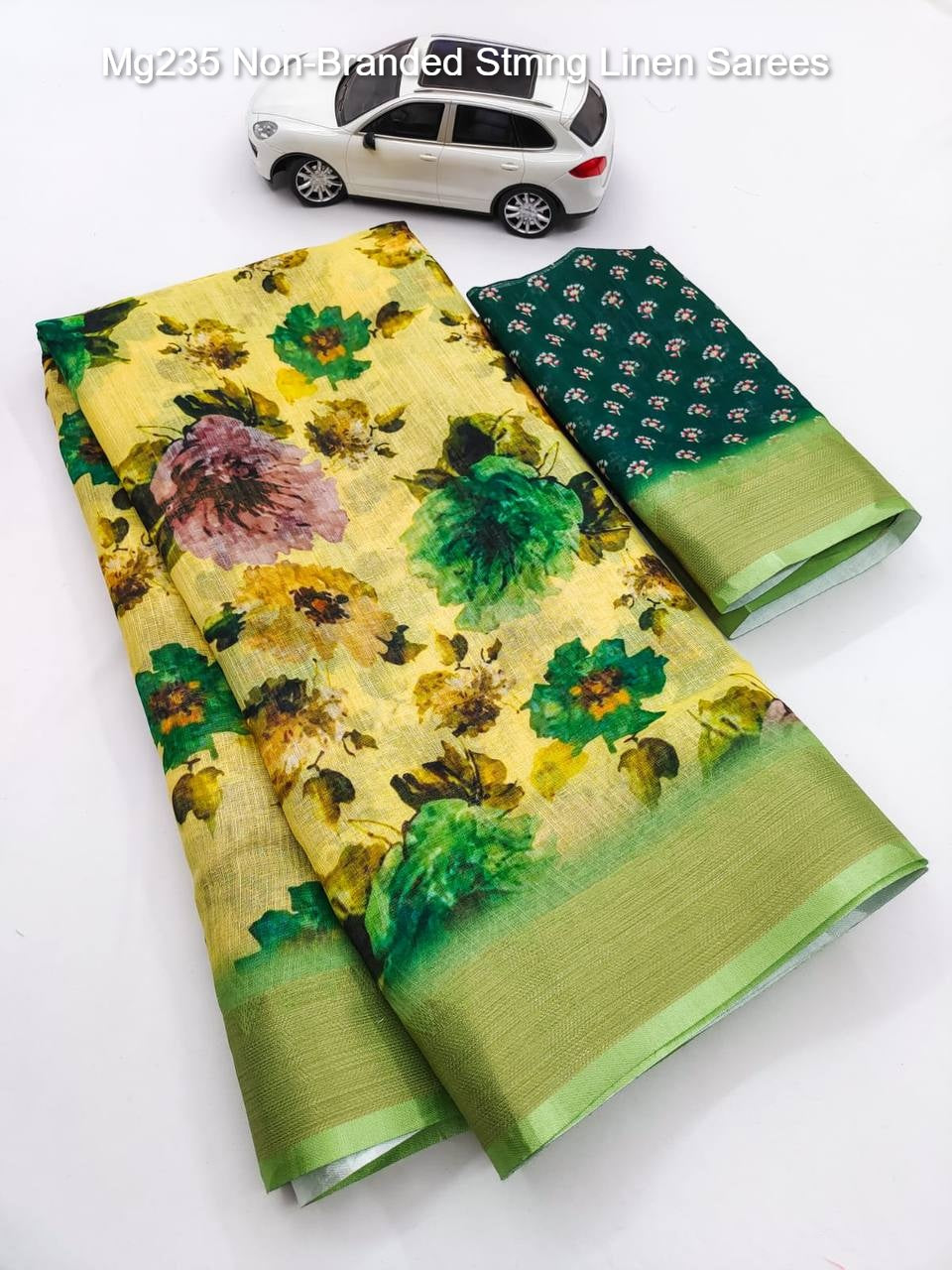 Mg235 Non-Branded Stmng Linen Sarees