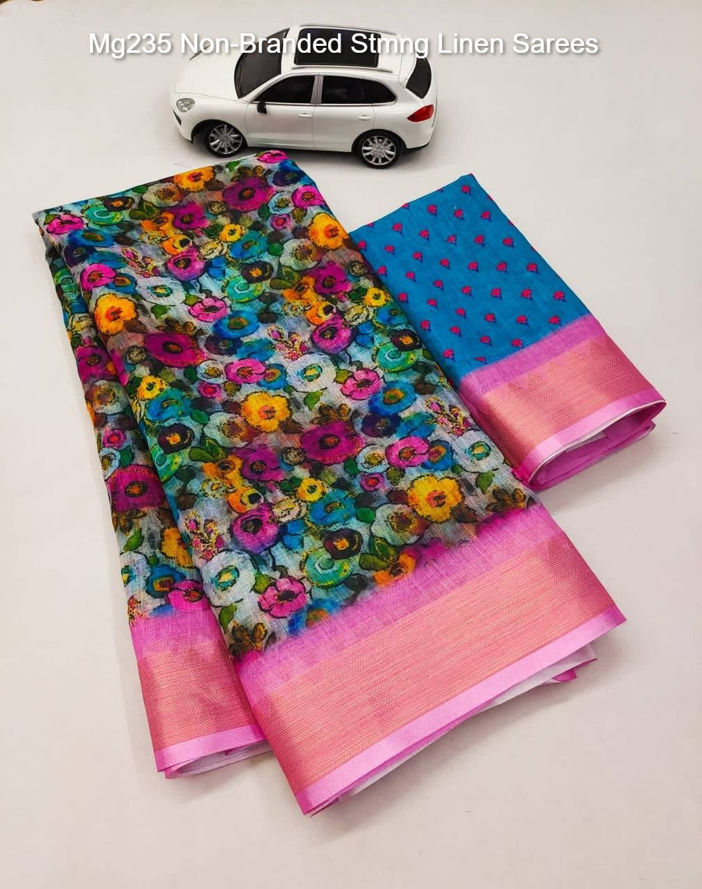 Mg235 Non-Branded Stmng Linen Sarees
