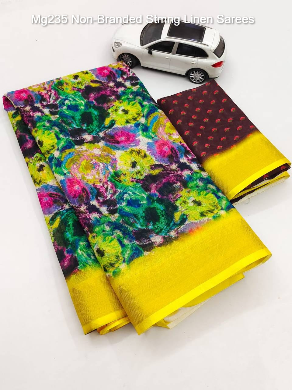 Mg235 Non-Branded Stmng Linen Sarees