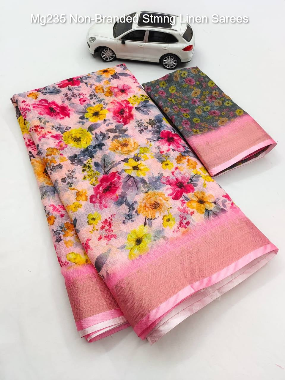 Mg235 Non-Branded Stmng Linen Sarees