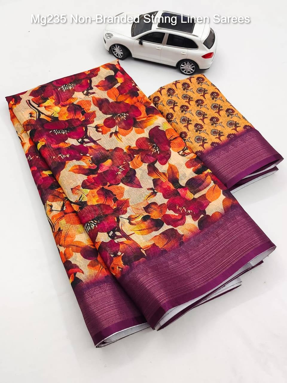 Mg235 Non-Branded Stmng Linen Sarees