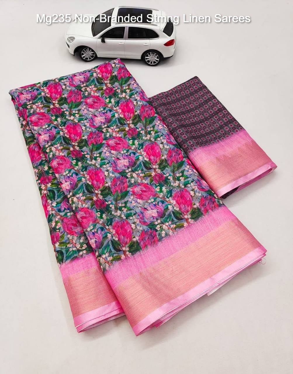 Mg235 Non-Branded Stmng Linen Sarees