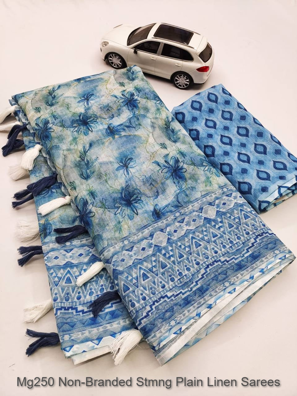 Mg250 Non-Branded Stmng Plain Linen Sarees