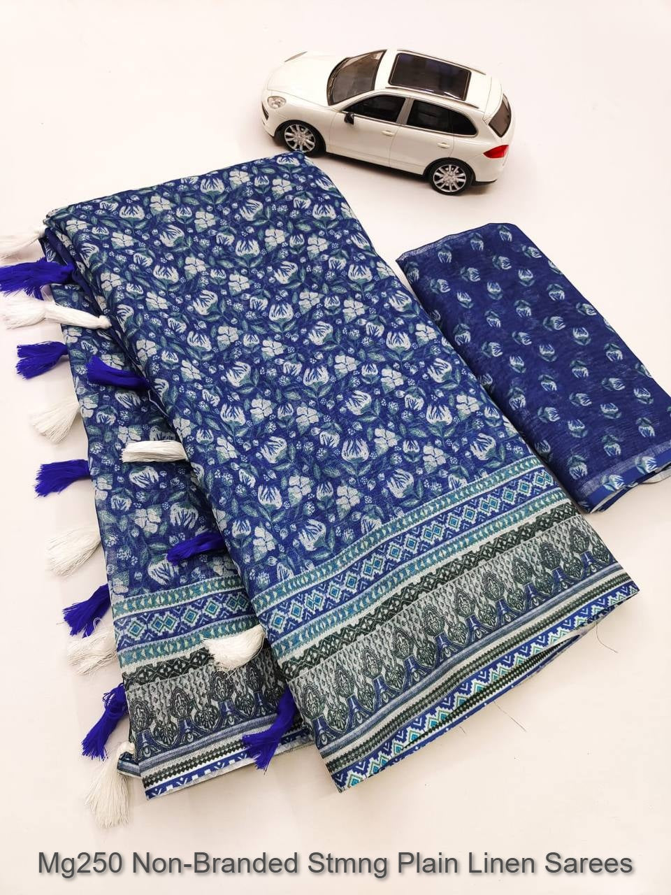 Mg250 Non-Branded Stmng Plain Linen Sarees