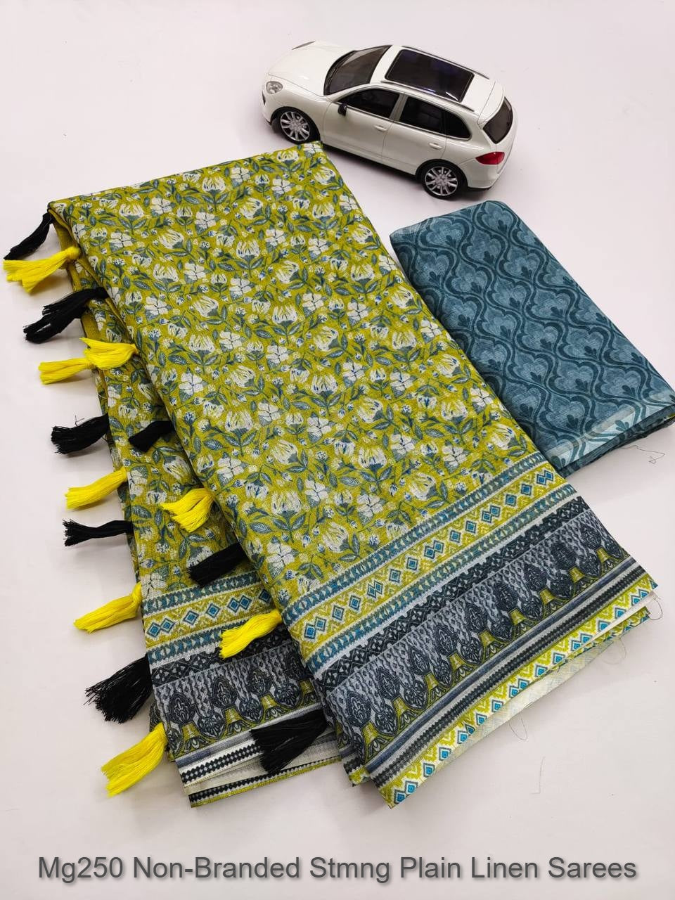 Mg250 Non-Branded Stmng Plain Linen Sarees