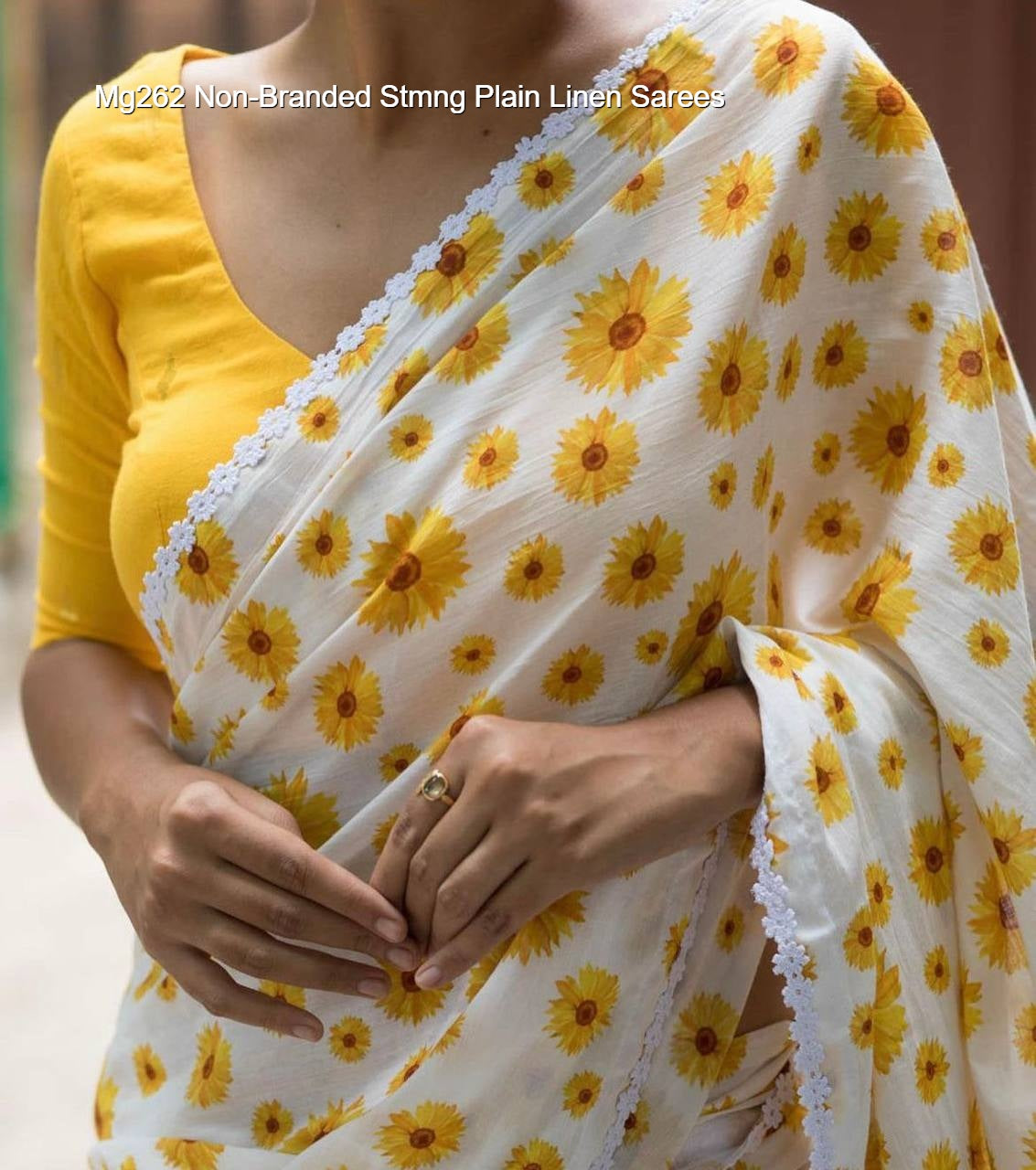 Mg262 Non-Branded Stmng Plain Linen Sarees